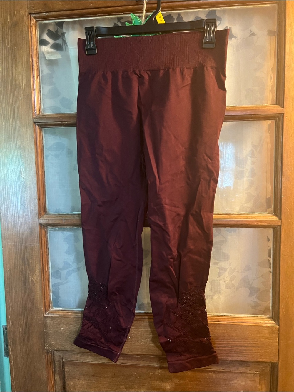 aerie Maroon Embellished Hem Capris